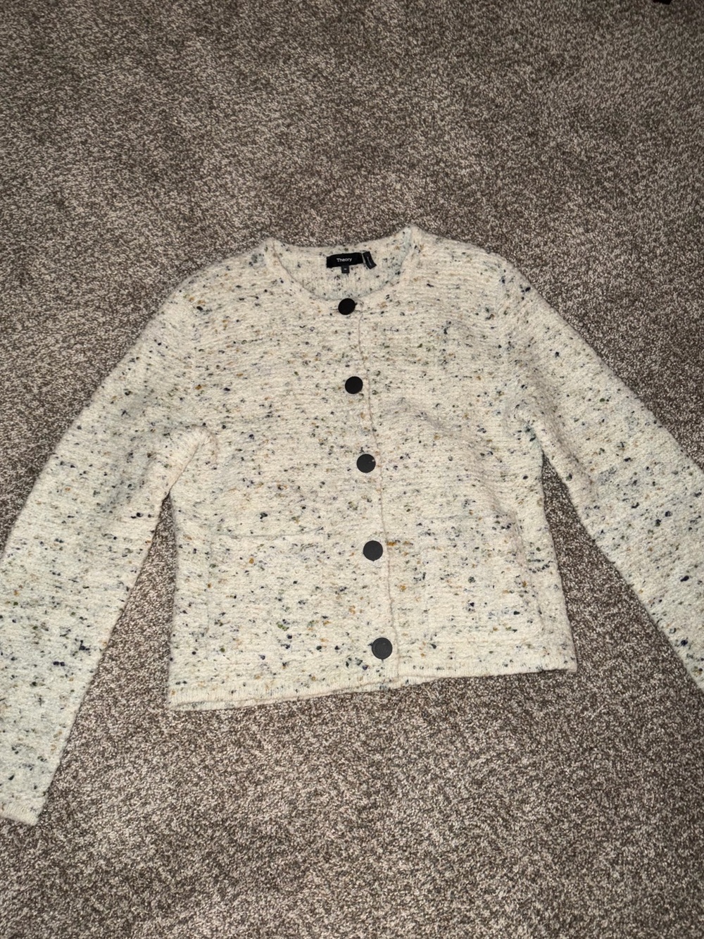 Theory Textured Knit Cardigan with Contrast Buttons